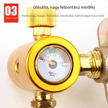 Energiatakarékos mérő oxigénhez, acetilénhez, propánhoz, argonhoz és szén-dioxidhoz; esés elleni védelem; többgáz-kompatibilitás