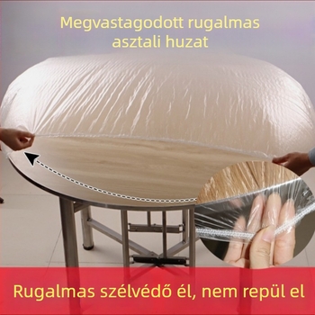 Rugalmas egyszer használatos asztalterítő, átlátszó PE, vízálló és olajálló, vastagított anyag, 10 darabos csomag