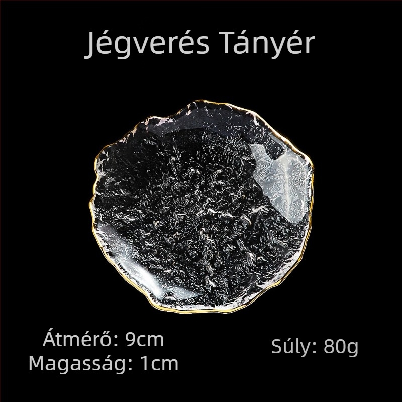 Üvegből készült mártogatós tál, kézzel festett felülettel, szabálytalan alak, Ins stílusban; alkalmas étkezésekhez, kávéhoz és teához.