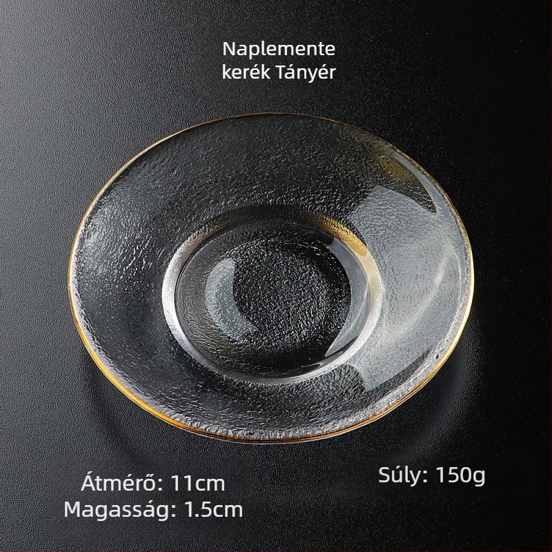 Üvegből készült mártogatós tál, kézzel festett felülettel, szabálytalan alak, Ins stílusban; alkalmas étkezésekhez, kávéhoz és teához.