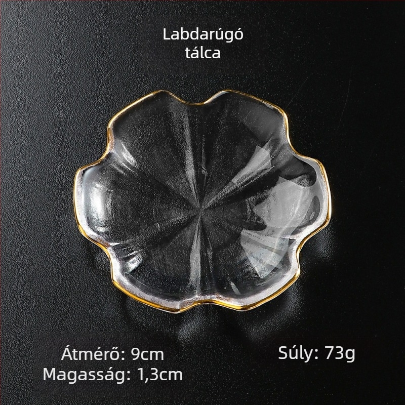 Üvegből készült mártogatós tál, kézzel festett felülettel, szabálytalan alak, Ins stílusban; alkalmas étkezésekhez, kávéhoz és teához.