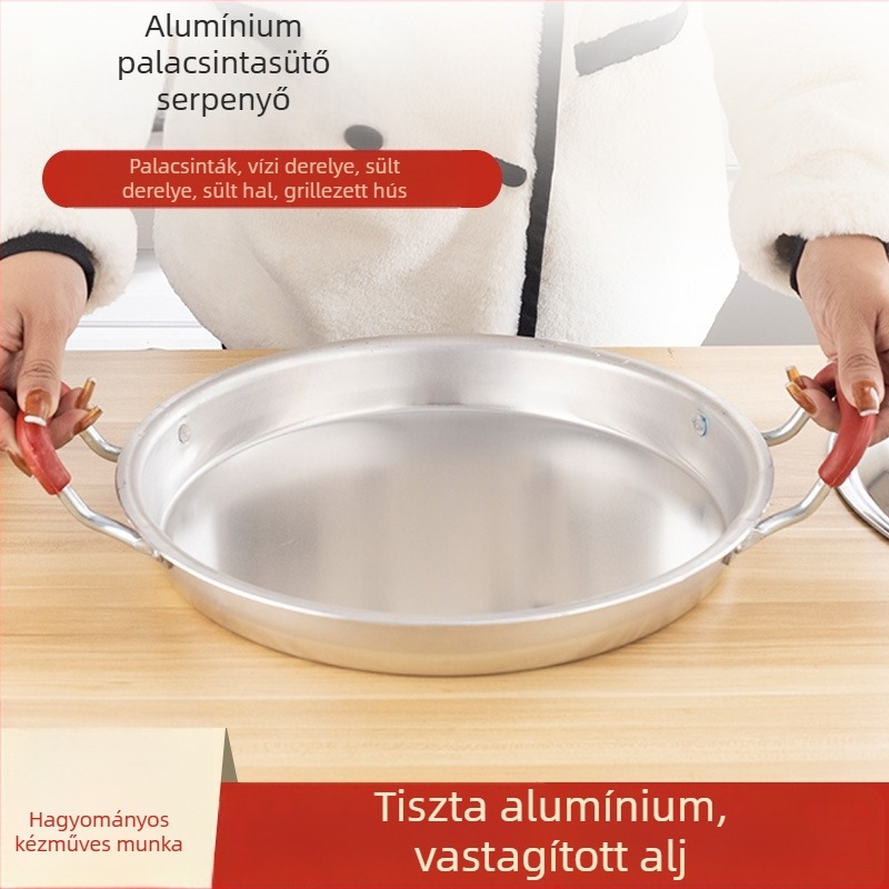Vastagított alumínium serpenyő, tapadásmentes bevonattal, 5 cm mély, öntött alumínium palacsinta serpenyő, gáztűzhelyhez