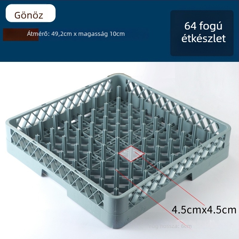 Mosogatógéphez való evőeszköztartó kosár, négyzetes műanyag, 25 tüskés, vízelvezetés nélküli kialakítás