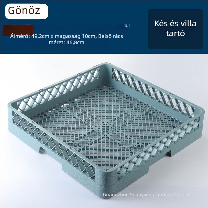 Mosogatógéphez való evőeszköztartó kosár, négyzetes műanyag, 25 tüskés, vízelvezetés nélküli kialakítás