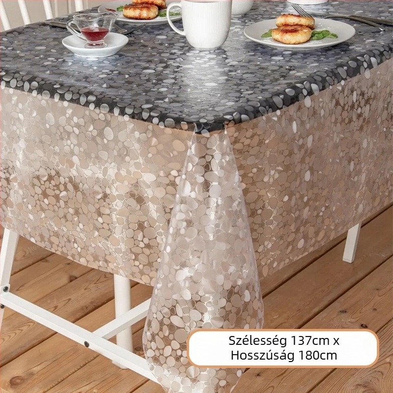 Egyszer használatos téglalap alakú asztalterítő PE műanyagból, kavicsos mintával, vízálló és olajálló.