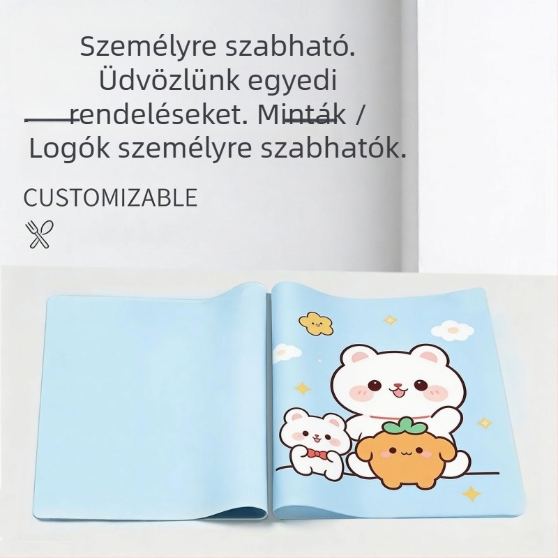 Szilikon étkezési minőségű asztalvédő, hőszigetelő, négyszögletes, testreszabható mintázat