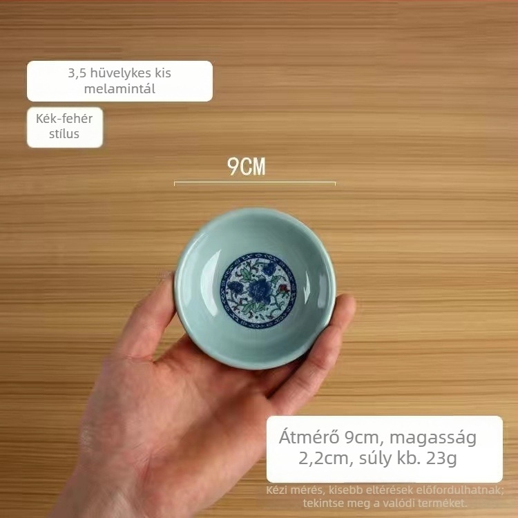 Melaminból készült dip tál, kör alakú, virágos mintával, retro stílusban, fűszerekhez