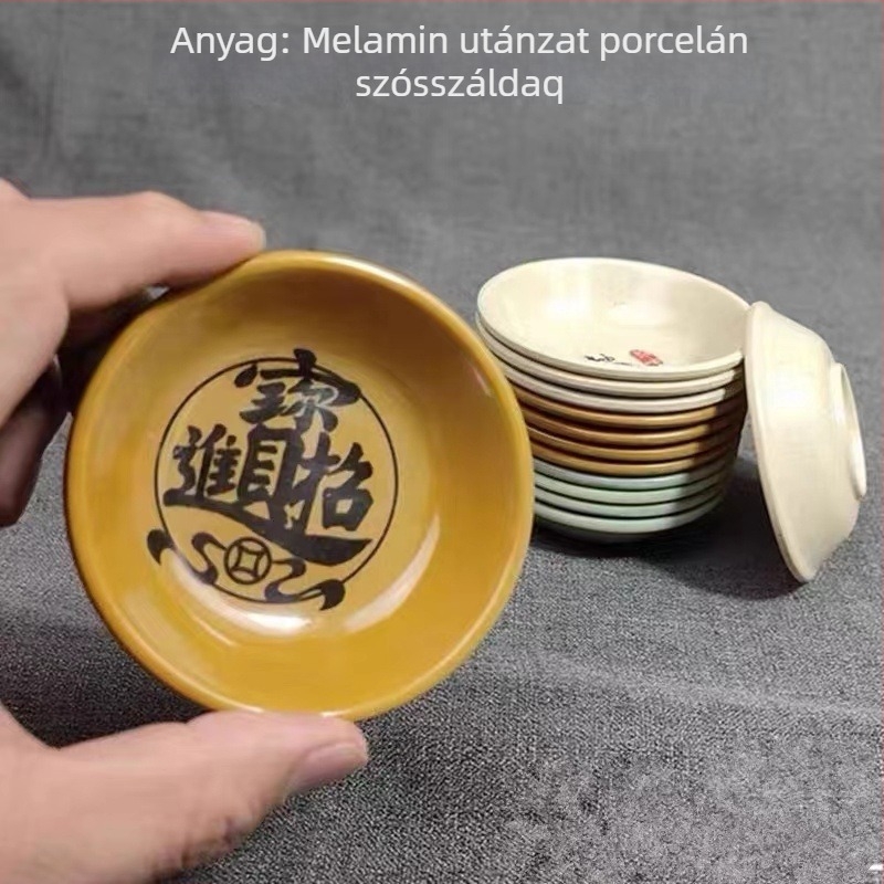 Melaminból készült dip tál, kör alakú, virágos mintával, retro stílusban, fűszerekhez