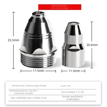 Hanjiang P80 LGK-100 plazma vágóduza, érintkezős típusú, vágás különféle fémekhez