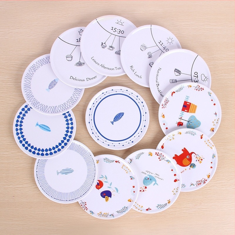 Melamin-porcelánhatású hőszigetelő étkező/konyhai alátét, hőálló, égésvédő, tálak, poharakat, edények és tányérok alátámasztására, ütésálló