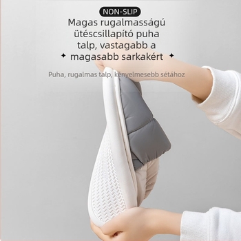 Pamut téli papucs – uniszex, vastag PVC-talp, felső rész vízálló plüss anyaggal, csúszásmentes talp, zárt sarok, meleg plüss belső