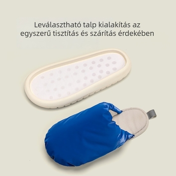 Uniszex koreai stílusú beltéri papucs, felső down cloth anyagból, talp EVA, belső pamut, meleg (Felső: down cloth; Talp: EVA; Belső: pamut; Stílus: koreai; Meleg)