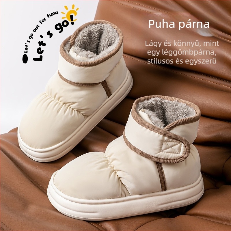 Téli pamut papucs fleece béléssel és EVA talppal – vastagított, csúszásmentes, egyszínű