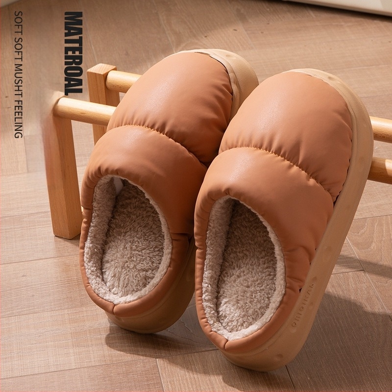 Női téli pamut papucs puha bélés, vízálló EVA talp, csúszásmentes, beltéri és kültéri használatra