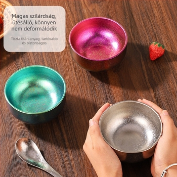 Tiszta titánium rizstál, kettős rétegű kialakítás, mikróban használható, logónyomtatás elérhető, Family year märke