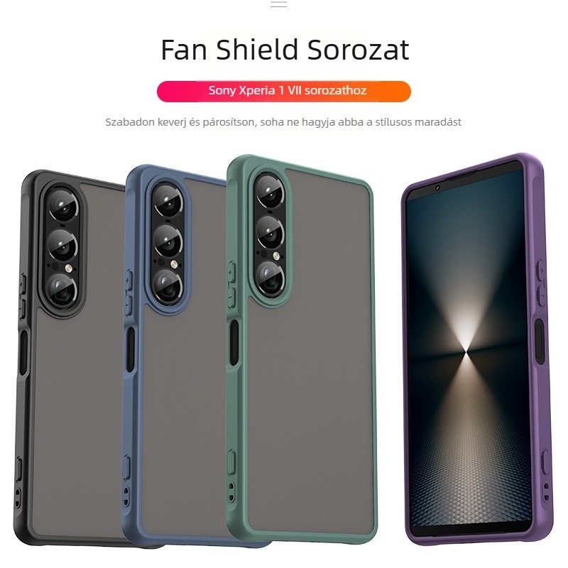 Xperia 1 VII védőtok, TPU hátsó panel, teljes lefedettség, matt felület, ütésálló