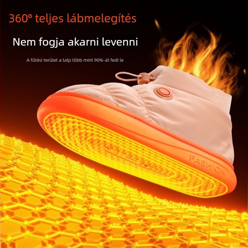 Uniszex USB fűtőpapucs, levehető és mosógépben mosható bélésű, elektromos pamut papucs otthonra és irodába