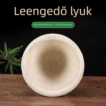 Cementből készült virágcserép, kézzel készített, vintage stílusú, padlón álló, otthoni kertészkedéshez
