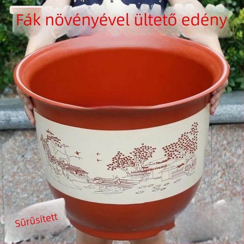 Kerámiából készült virágcserép, légáteresztő, padlóra helyezhető, aranyos stílus