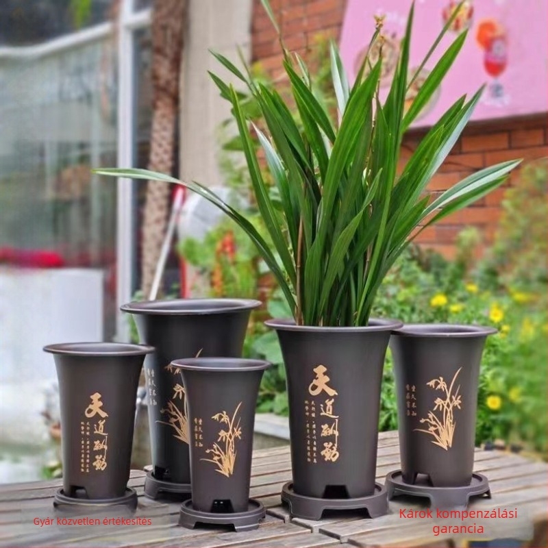 Orchideák számára vastagított műanyag cserép, magas, klasszikus kialakítás, padlón álló