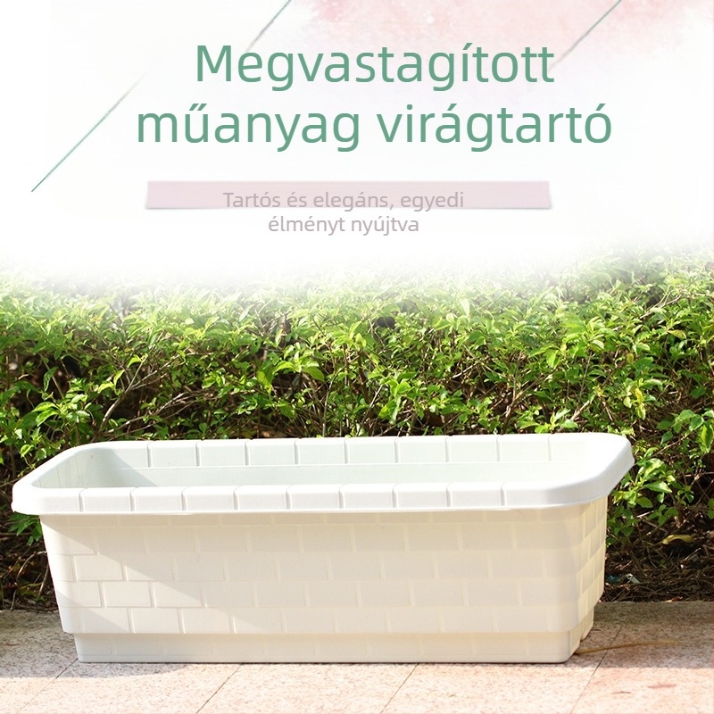 Erkélyre szánt téglalap alakú műanyag virágtartó – növény- és zöldségültető, vastagított műanyag kivitel