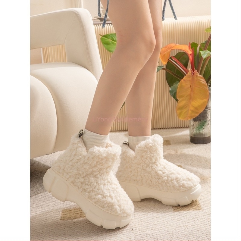 Női téli hócsizmák vastag talppal és magasságot növelő platformával, plüss béléssel, vízálló gumitalppal