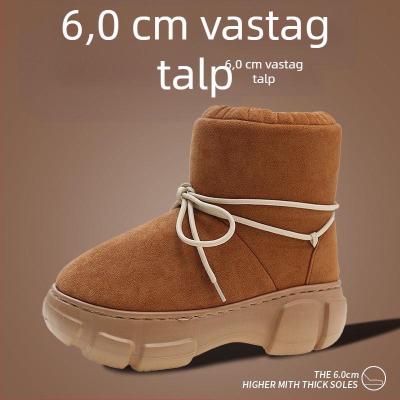 Női téli hócsizmák vastag talppal és magasságot növelő platformával, plüss béléssel, vízálló gumitalppal