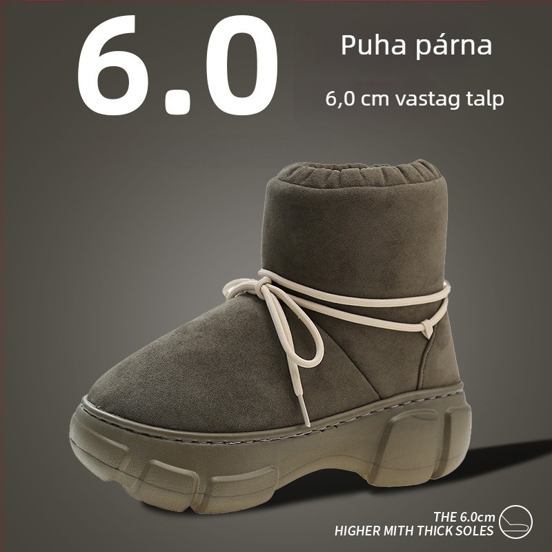 Női téli hócsizmák vastag talppal és magasságot növelő platformával, plüss béléssel, vízálló gumitalppal