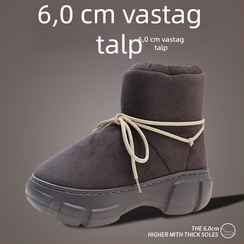 Női téli hócsizmák vastag talppal és magasságot növelő platformával, plüss béléssel, vízálló gumitalppal