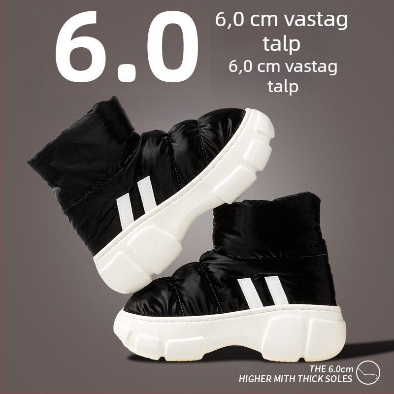 Női téli hócsizmák vastag talppal és magasságot növelő platformával, plüss béléssel, vízálló gumitalppal