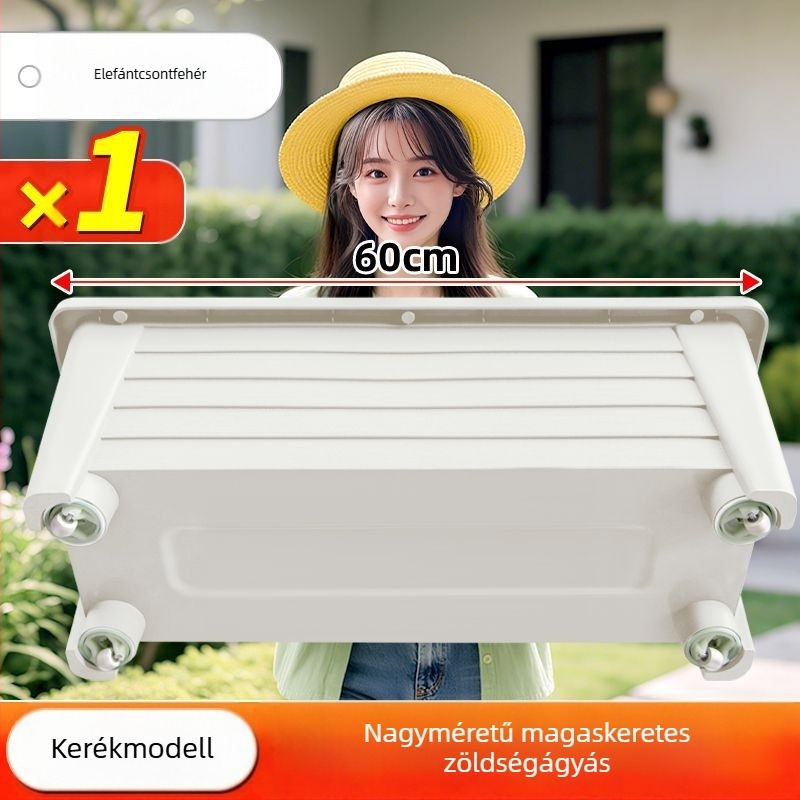 Erkélyre való zöldségültető, extra-nagy, magas, önöntöző, téglalap alakú műanyag virágtartó otthoni ültetésre