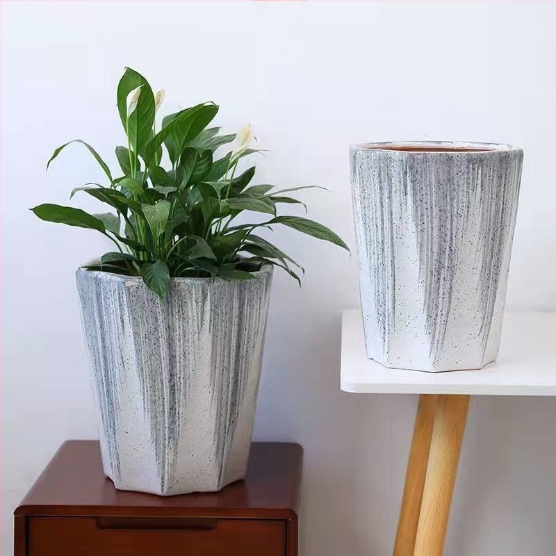 Kerámia virágtartó tálcával, extránagy méret, európai minimalistikus stílus, fehér, szukkulenták és pothos számára