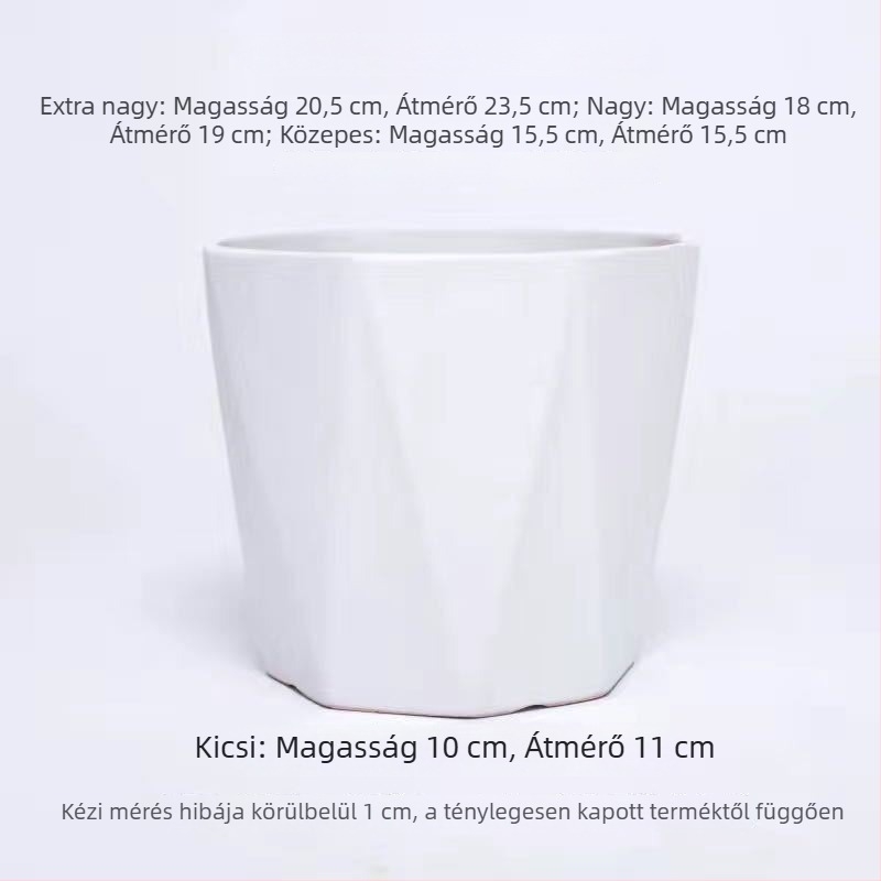 Kerámia virágtartó tálcával, extránagy méret, európai minimalistikus stílus, fehér, szukkulenták és pothos számára