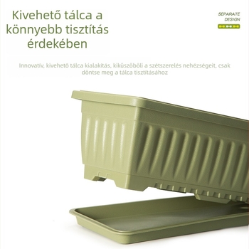Padlóra álló, téglalap alakú műanyag zöldségtermesztő láda otthoni kertészkedéshez