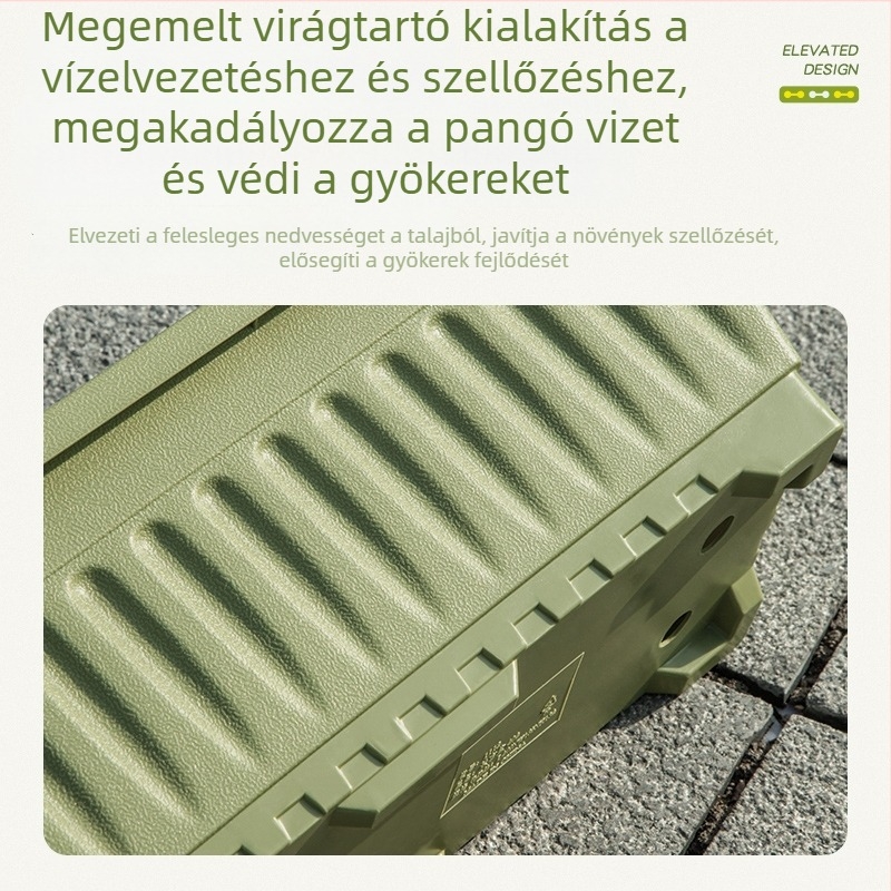 Padlóra álló, téglalap alakú műanyag zöldségtermesztő láda otthoni kertészkedéshez