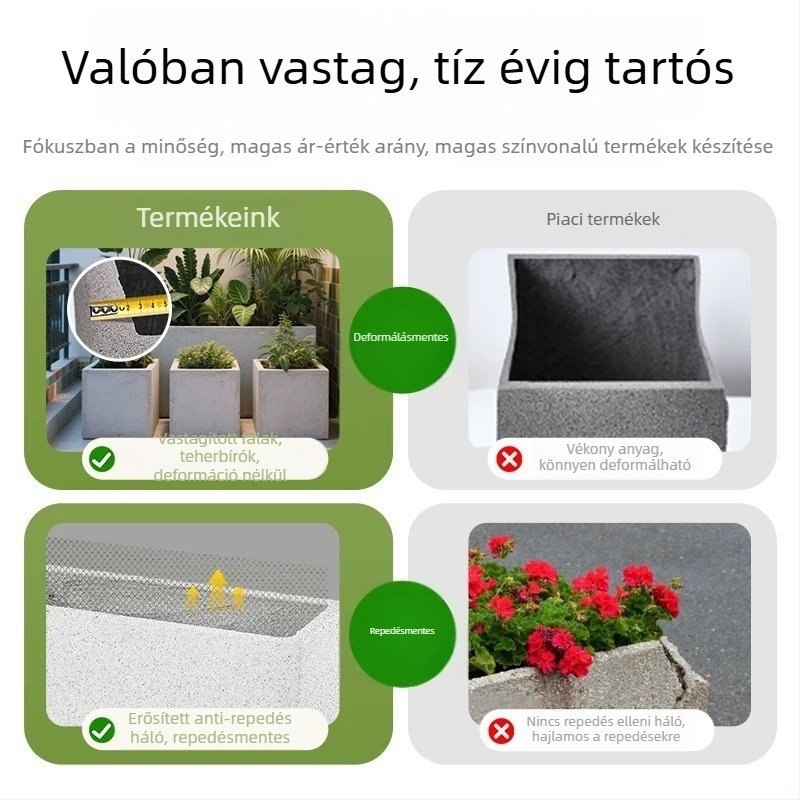Magnézium-oxid virágcserép/készlet ültetéshez; falra szerelhető, asztali vagy padlóra használható; modern minimalista stílus