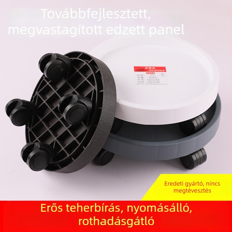 Erős, mozgatható virágcserép tálca kerékkel, teherbíró virág tálca vízgyüjtő tállal, gyantából készült alap görgőkkel, növényállvány