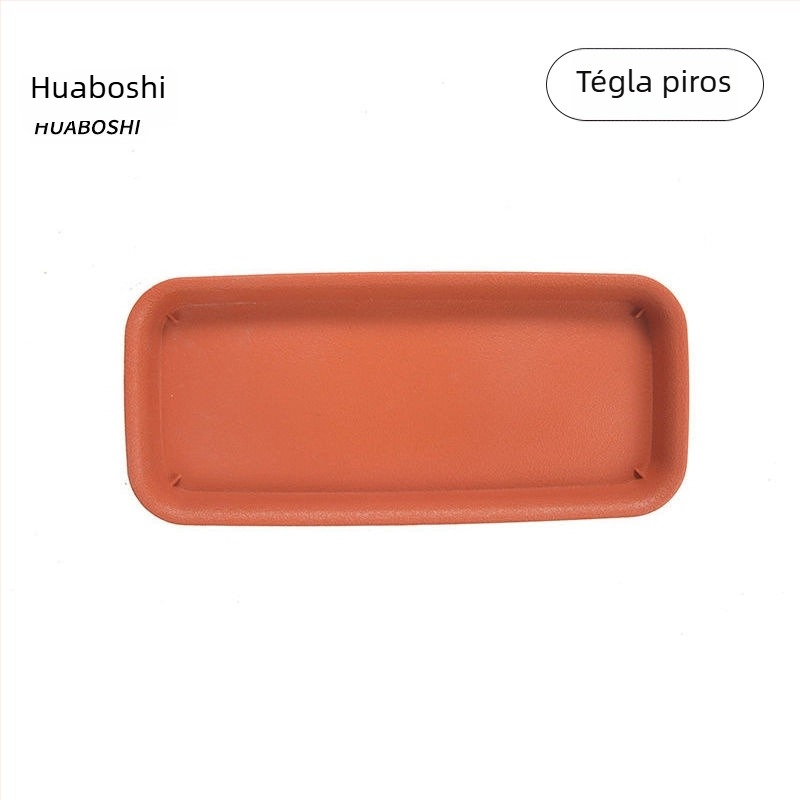 Hosszú, téglalap alakú műanyag virágcserép vastagított tálcával