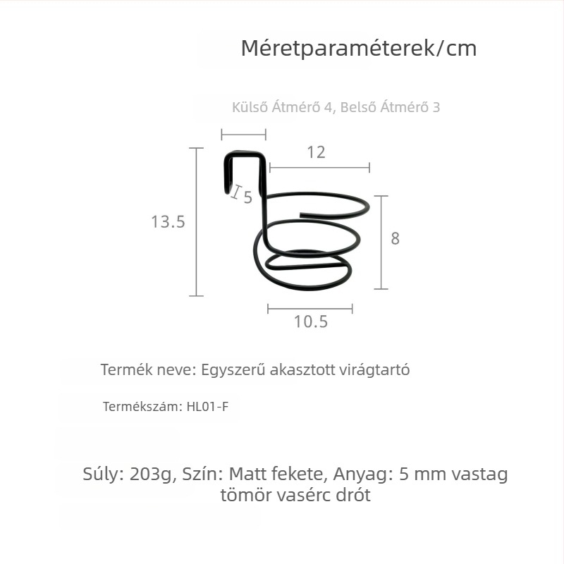 Fém növényállvány falra vagy asztalra, tálca/keret, korrózióálló, tartós, 3D görbítésű felület, sütőben égett festéssel