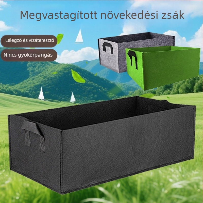 Négyszögletes, vastag filctáska zöldségekhez és palántákhoz, udvarra való virágtartó doboz, lélegző nem szövött anyag