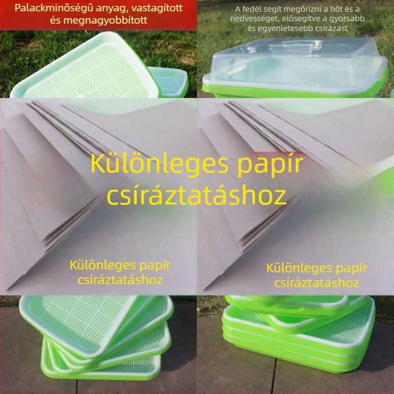 Palántaedény, PVC, álló kialakítás, hidroponikus háló a zöldborsó és a babcsíra termesztéséhez, otthoni kerthez