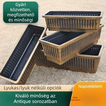 téglalap alakú tetőterasz ültetődoboz, nagy gyanta anyagú kültéri zöldségkerthez