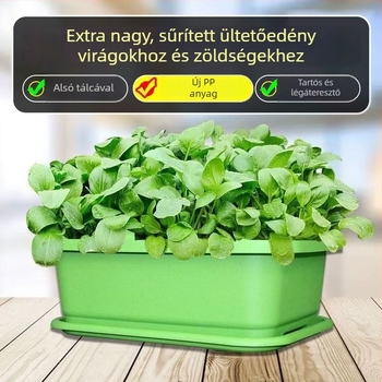 Szögletes műanyag virágtartó balkoni zöldségtermesztéséhez