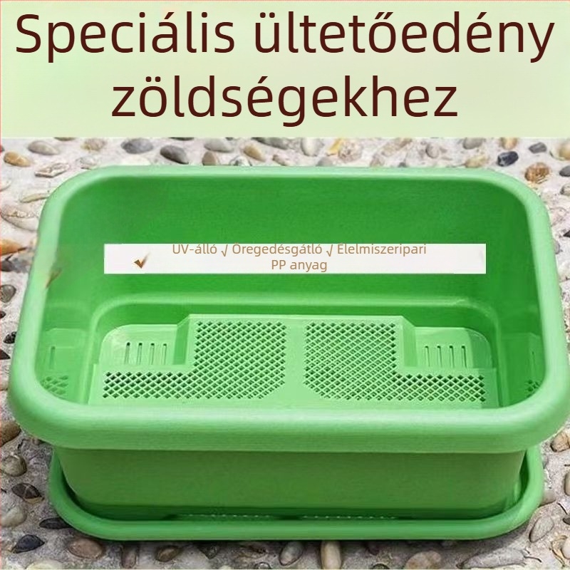 Szögletes műanyag virágtartó balkoni zöldségtermesztéséhez