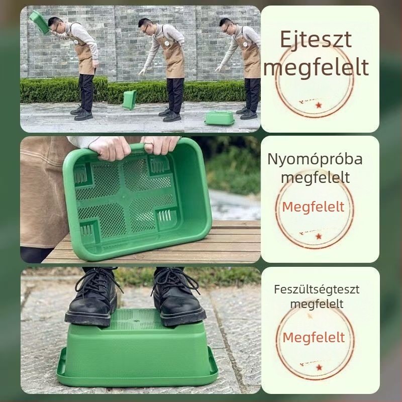 Szögletes műanyag virágtartó balkoni zöldségtermesztéséhez
