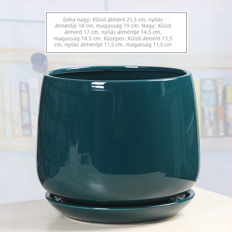Nordic stílusú kerámiavirágcserép, nagy méretű, tálcával, otthonra és erkélyre, minimalist dizájn