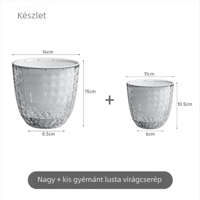 Műanyag virágtartó asztali és padlóra, egy darabból öntött forma, átlátszó, korrózióálló, víztakarékos