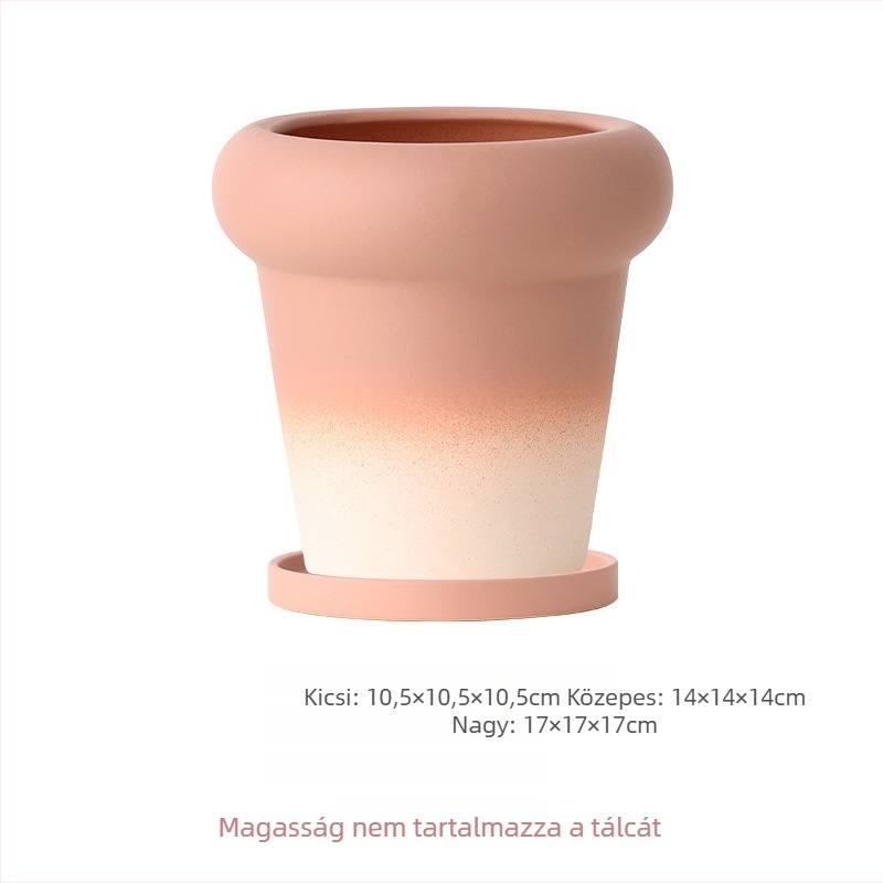 Nordic stílusú kerek kerámiacserép Phalaenopsis orchidea számára, légáteresztő agyaggal, tálcával és vízelvezető nyílásokkal otthoni ültetéshez