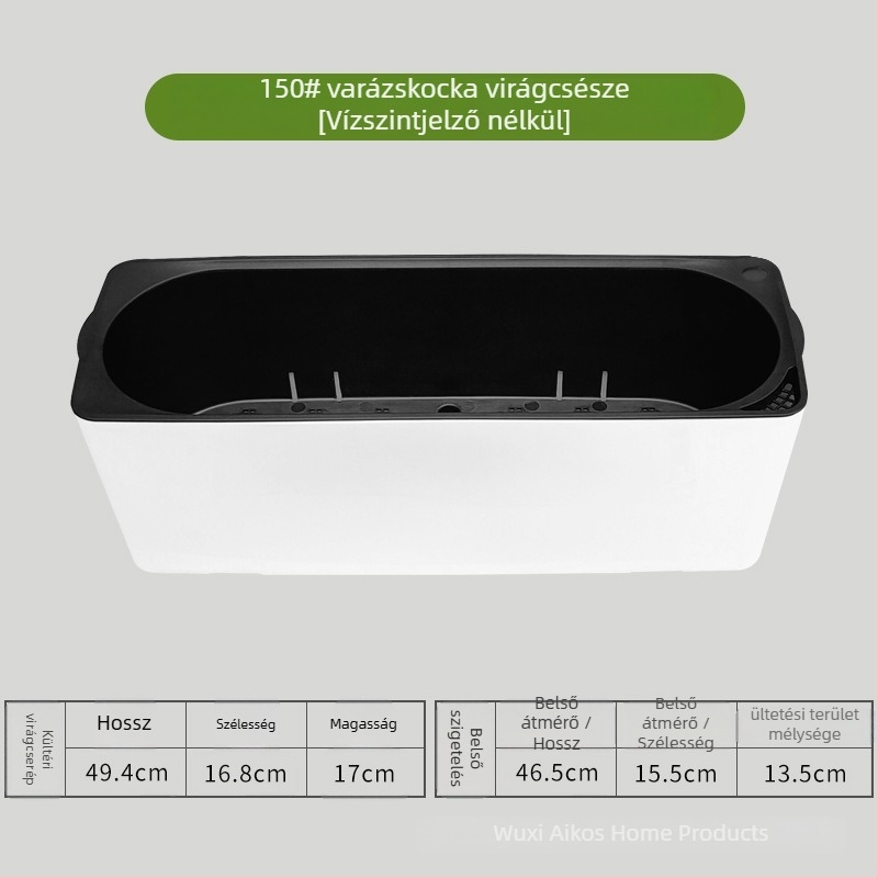 Műanyag virágcserép, önszívó, víztakarékos, injekciós öntésű kivitel, falra, asztalra vagy padlóra