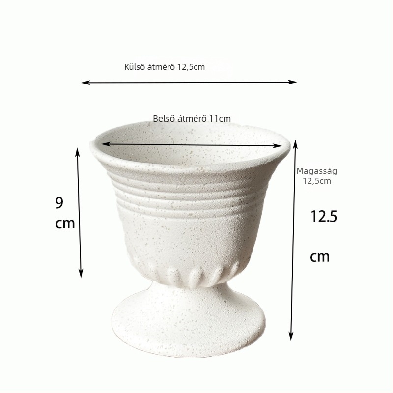 Ésaki stílusú kerámia virágcserép — modern minimalist design, mold-forming technikával készült, kiégetve, asztali vagy padlóra helyezhető